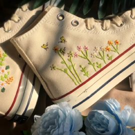High-top Embroidered Florals Mini Flowers Shoes