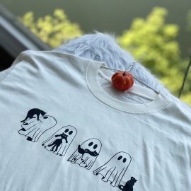 Ghost and Black Cat Halloween Premium T-shirt