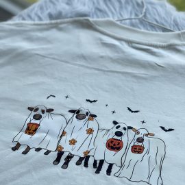 Ghost Mooooo Pumpkin Halloween Premium T-shirt
