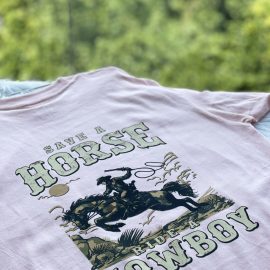 Horse Ride A Cowboy Light Pink Premium T-shirt